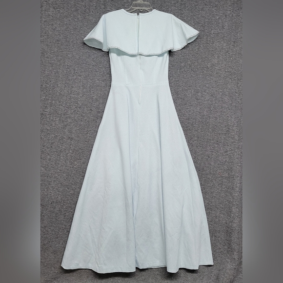 Vintage Hand Made Sleeveless Blue Sparkle Maxi Dress  Size- Length 58" Waist 27 - Picture 8 of 14